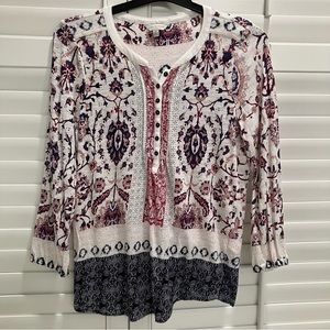 Lucky Brand Blouse 3/4 Sleeve Size Medium